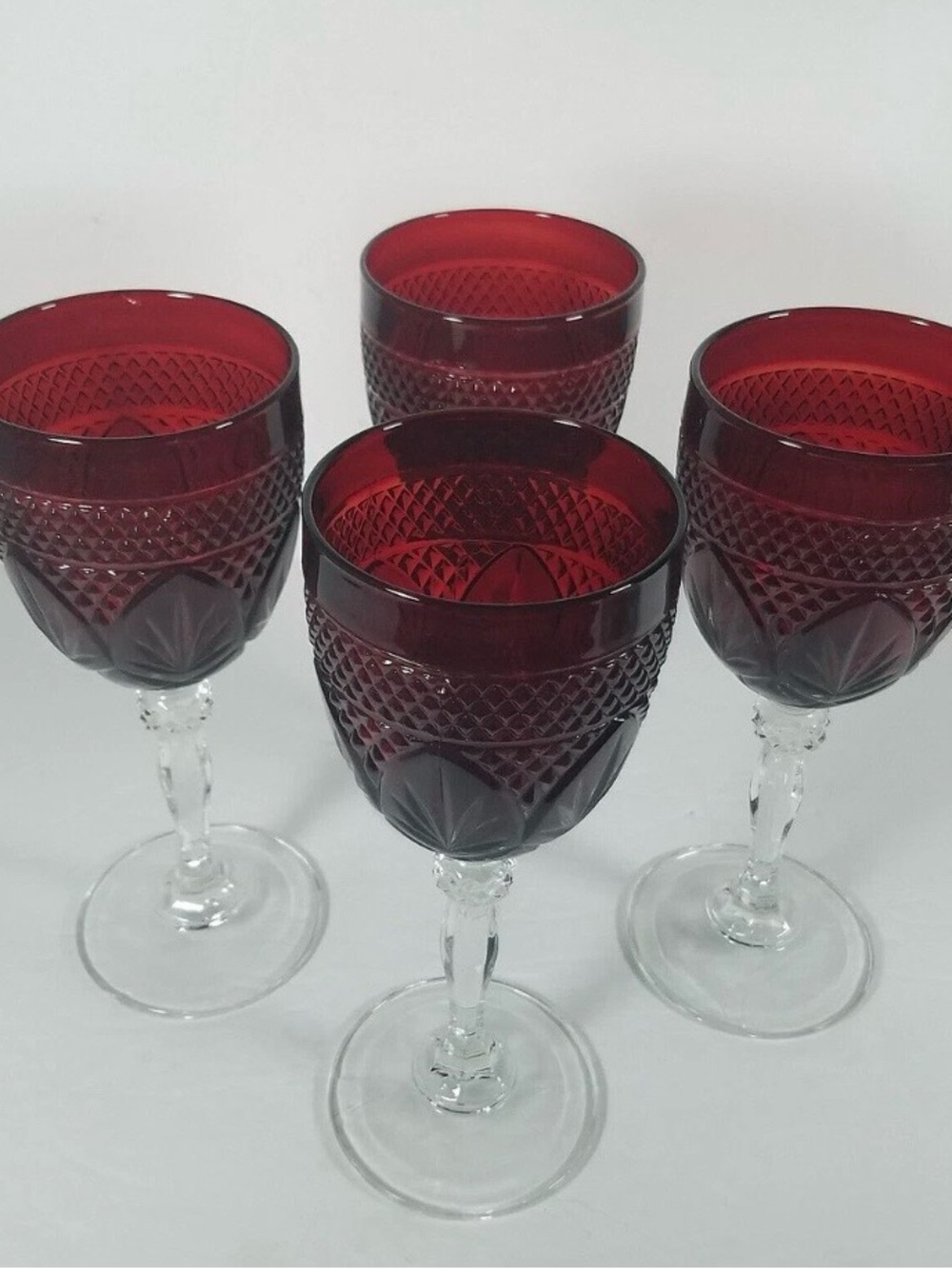 Cristal D'Arques-Durand Antique Ruby Crystal Water Goblets Set of 4